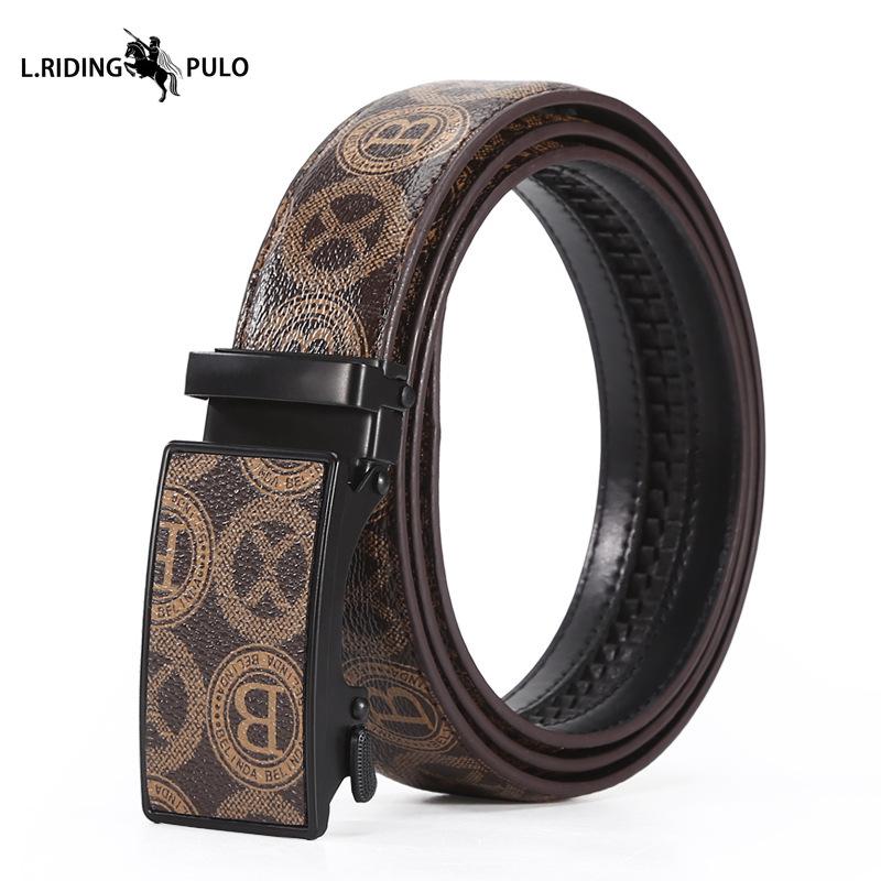 Cinto de Couro Masculino Negócios Combinação Total Cinto com Fivela Automática Cinto de Calças para Homens de Meia-idade e Jovens