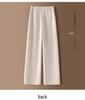 Women's Beige Cashmere Wool Blend Wide-Leg Pants with Fleece Lining - Autumn/Winter 2024 Collection