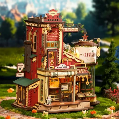 zmart Robotime Rokr Dream Gift Factory 3D Wooden Puzzle Wooden Music Box Christmas Wooden Model Three-Dimensional Puzzle ROKR Dream Gift Factory Wood