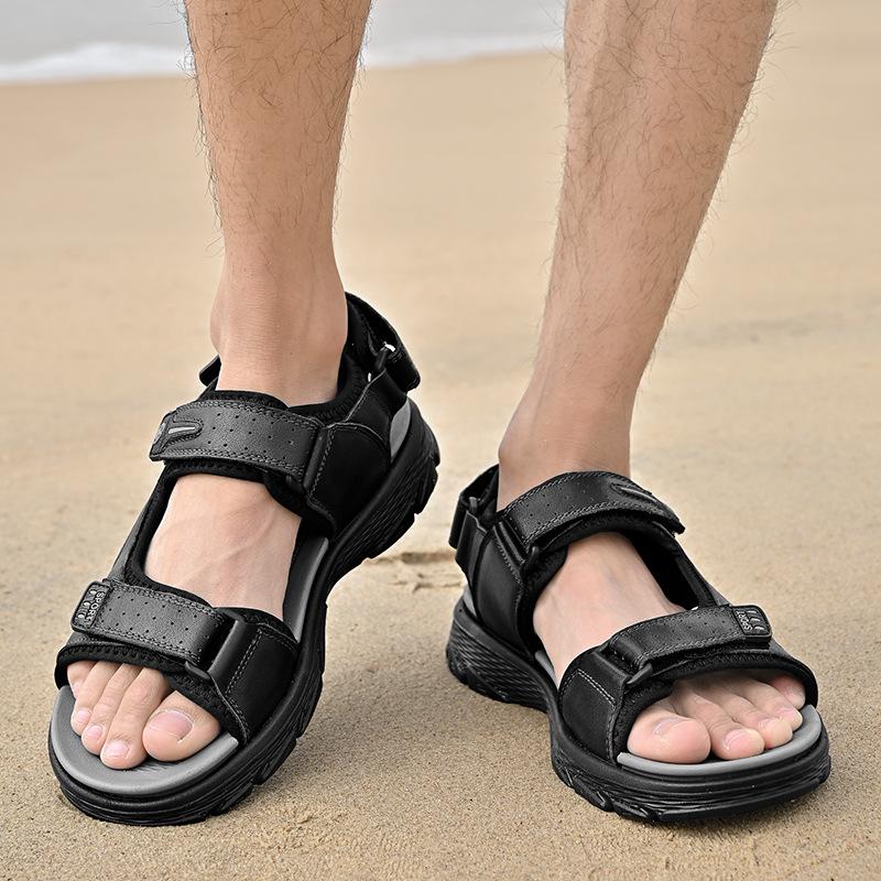Sandals men's leather beach shoes 2025 new summer sports leisure breathable non-slip soft sole outdoor men's sandals