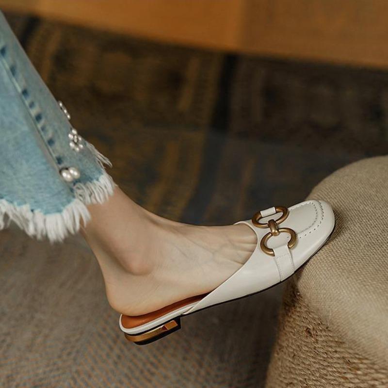 Fashion Sandals Outside Shoes for Women Low Heel Slides Mules Woman Slippers Cheap Liquidation Elegant and Fashionable Original Pvc Chic