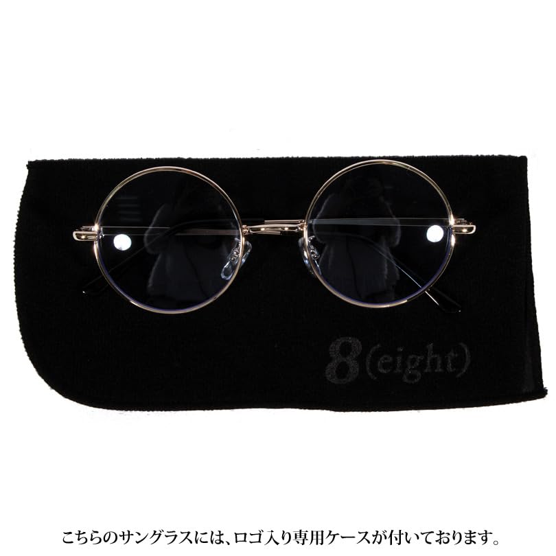 EIGHT Round Metal Frame with Black x Clear F Sunglasses, Oval, Case,
