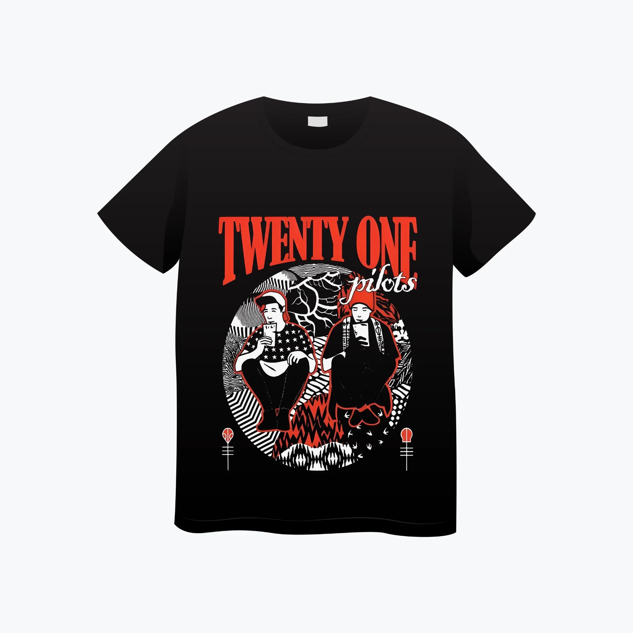 

Модная хип-хоп футболка Twenty One Pilots Мужская Женская с коротким рукавом Оверсайз Y2k Уличная Harajuku Футболки Женская Мужская Одежда 4XL