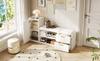 Scarpiera 128*30*68cm con 2 Cassetti 1 Armadietto, Panca Scarpiera Laccata Lucida con Imbottitura e Contenitore, Adatta per Soggiorno, Ingresso, Ufficio, Bianca