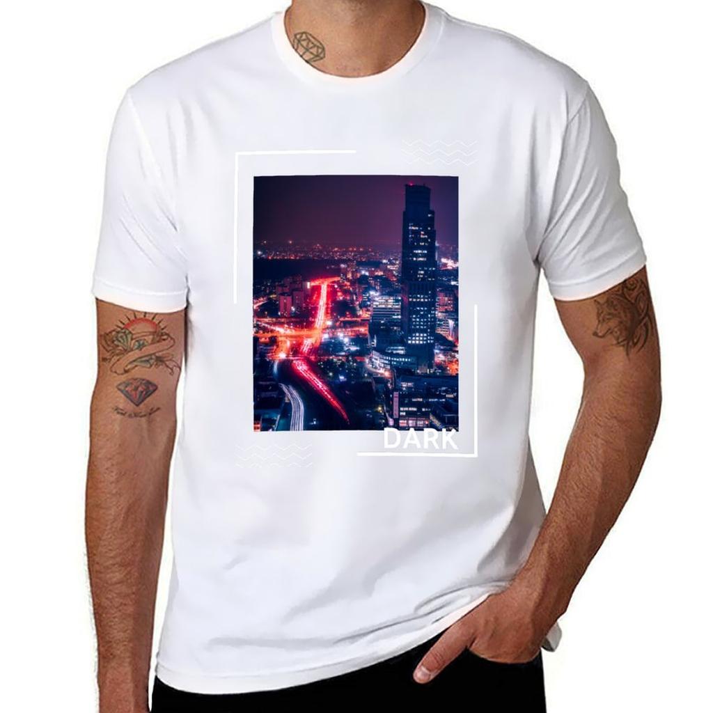 Dark City Landscape Tshirt Art Pattern Printed Casual Top