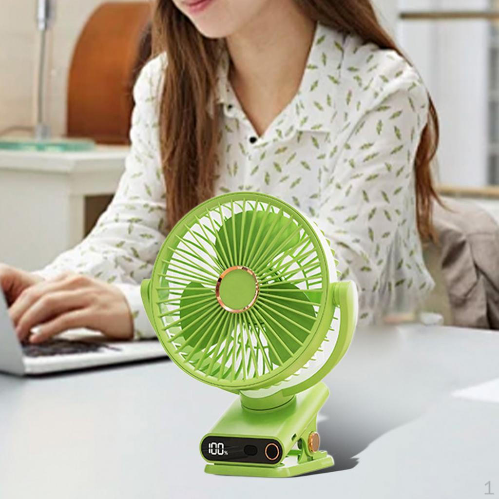 Portable Clip on Fan Desktop Adjustable Head Lightweight with Night Light Mini Desk for Golf