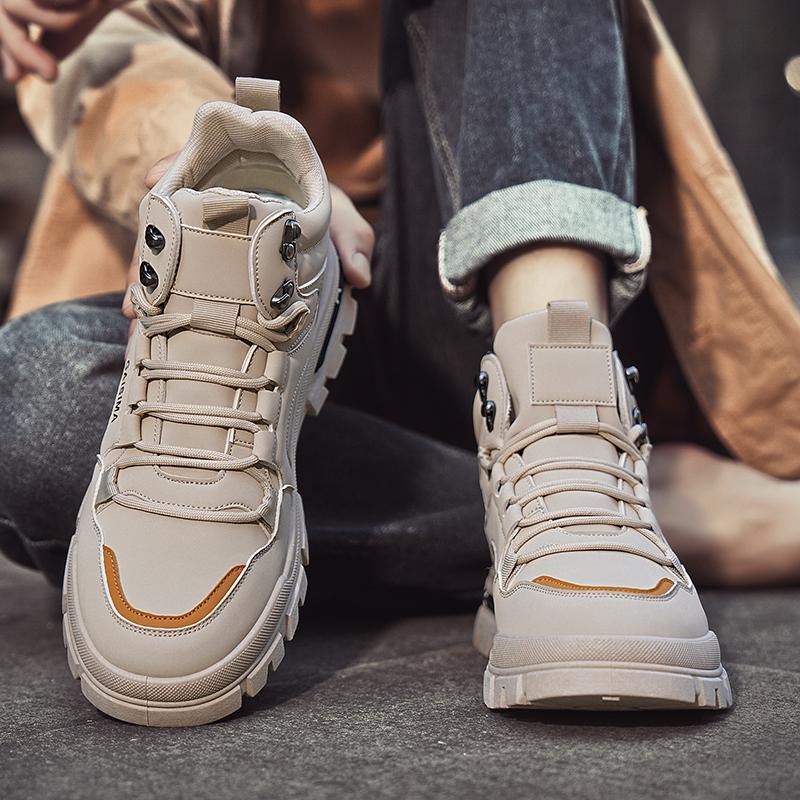 Nová pánská módní ležérní sportovní obuv s vysokým svrškem, studentské silné podrážky, pohodlné tenisky, chlapecká pánská klasická prodyšná basketbalová obuv