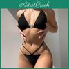 Swimsuit Set Padded 1 Bikini Bras No Underwire Sexy Halter V Neck Strapon Swimming Twopiece Set Split Bikini Women Bathing Suit Beach Wear