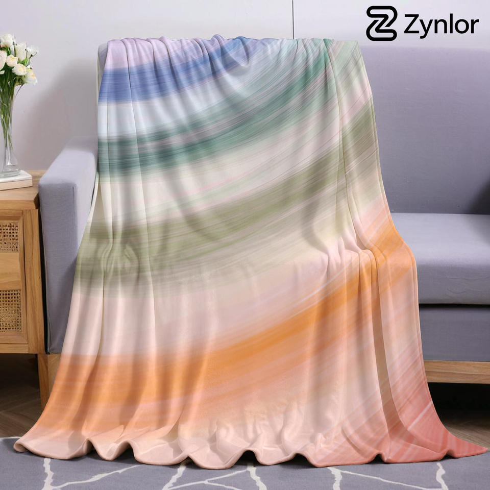 Pastel Gradient Swirl Cartoon Anime Print Flannel Blanket Soft Warm Throw for Kids Bedroom Sofa Bed Christmas Office Car
