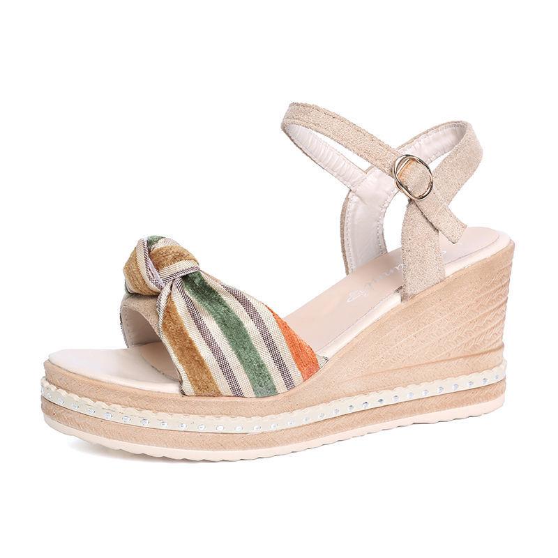 

Лето 2024 года, женские босоножки One Word на танкетке с платформой, водонепроницаемая обувь, женская обувь на танкетке, черные, сверхвысокие, F Vip H 35