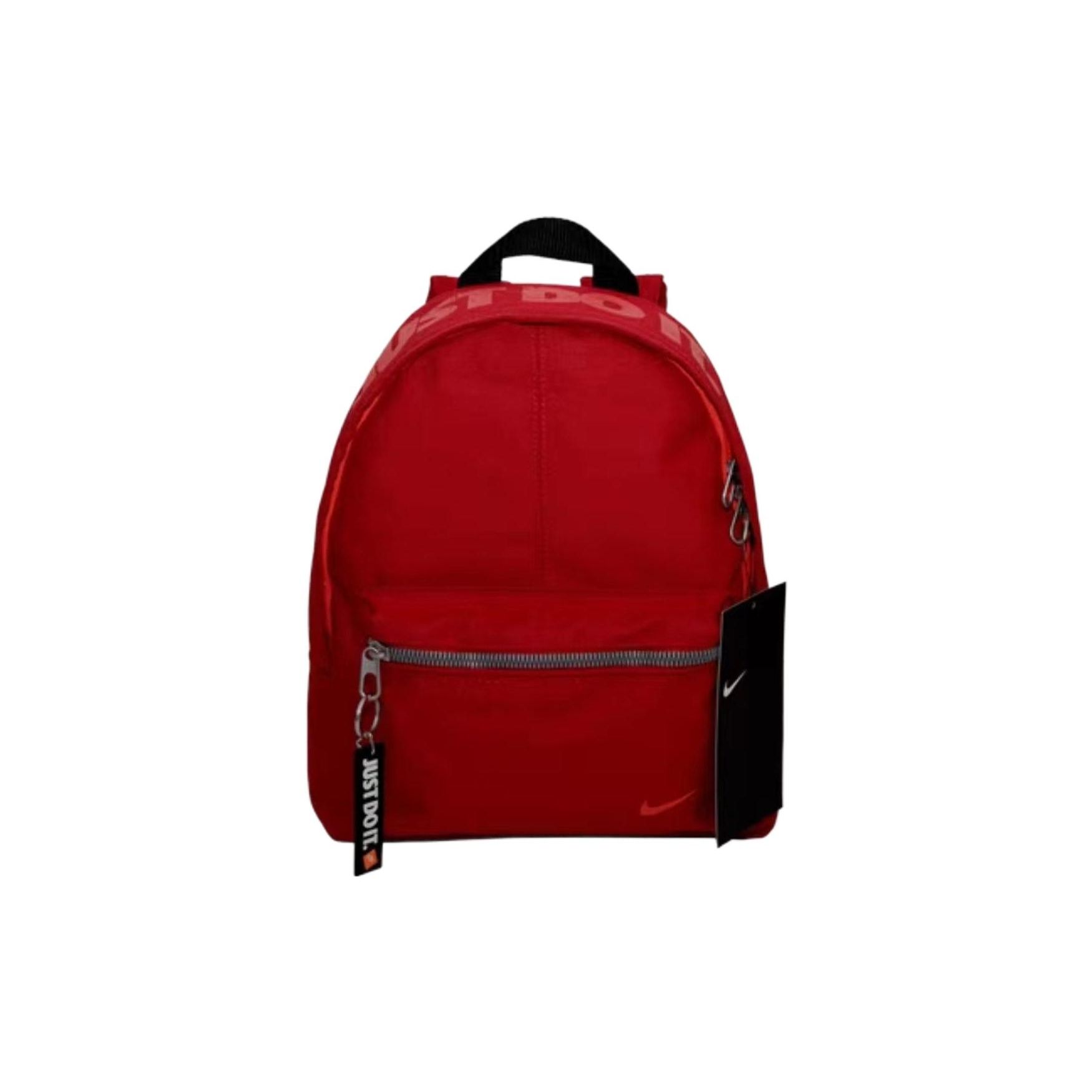 Nike Logo Zipper Closure Polyester Backpack Small Women Backpacks Red BA4606-688 Red