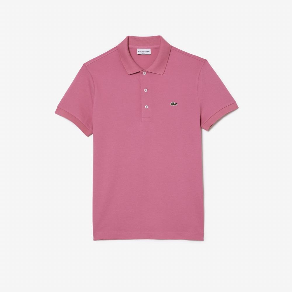 

LACOSTE Мужская Базовая Поло Slim Fit с Коротким Рукавом Розовая