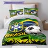 Brazil National Football Team Pattern Bedding,Quilt Set Quilt Cover Pillowcase Home Birthday Gift(1 * duvet cover + 2 * pillowcase, without core)