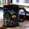 350ML Mushroom Coffee Mug with Grip Handle,Heat-Resistant Black Ceramic,Food Grade,Multifunctional Tea Milk Water Cup,Mushroom Lover Birthday Gift