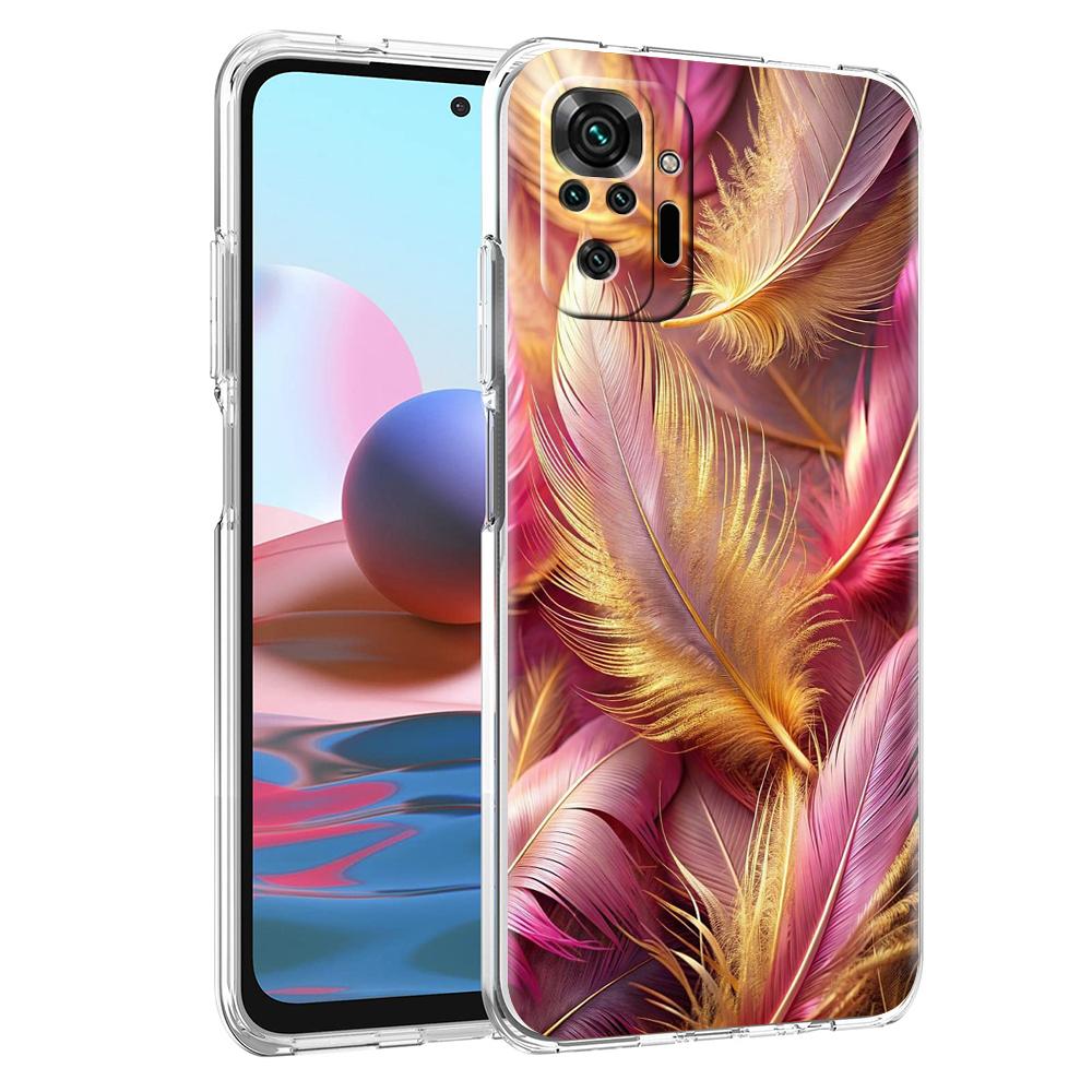 Transparent Phone Case for Redmi 13C 12C 10C Note 13 12 11 11T K40 Plus Pro 5G Soft TPU Shell Fashion Gradient Feather Pattern