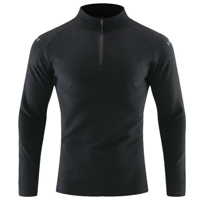 

Верхняя мужская осенняя футболка с длинными рукавами и полумолнией, мужская дышащая эластичная футболка для спорта и отдыха на открытом воздухе M
