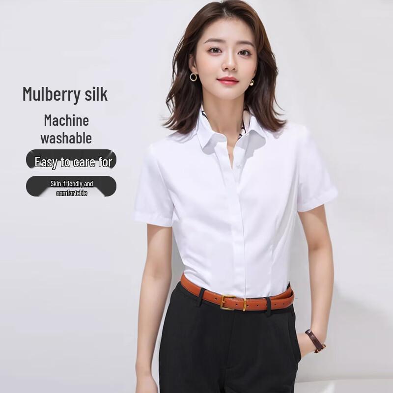 

Women s Non-Iron Mulberry Silk Short-Sleeve Blouse 5XL