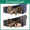 Pu Leather Womens Belt With Metal Bow Knot Buckle For Casual And Office Style
