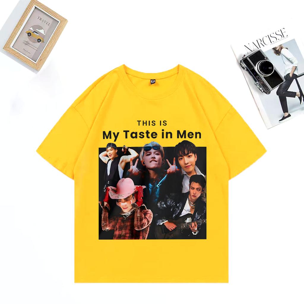 Ateez Hongjoong My Taste Cool Graphics T Shirt Men Women's Fashion Tops Cotton Hip Hop Short Sleeve Summer Unisex T-shirt