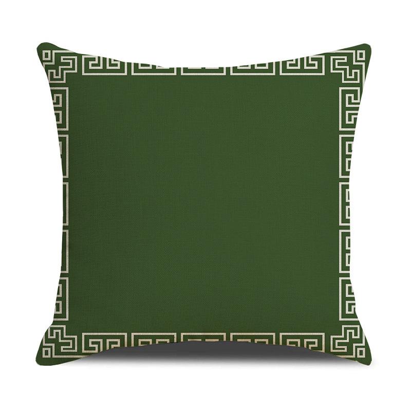 Light Luxury Green Linen Sofa Pillow Dark Green Geometric Pattern Pillow Bedside Cushion Cushion Pillow Cover