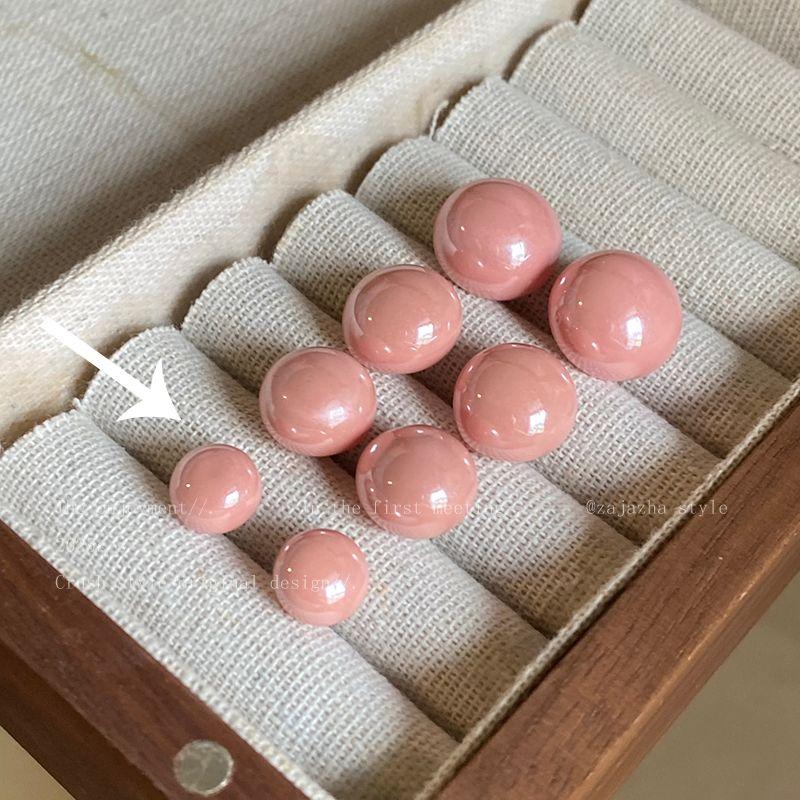 

Доступная Роскошь Розовые Керамические Женские Летние Милые Серьги-гвоздики с Жемчугом 10mm pink steamed bread Pearl