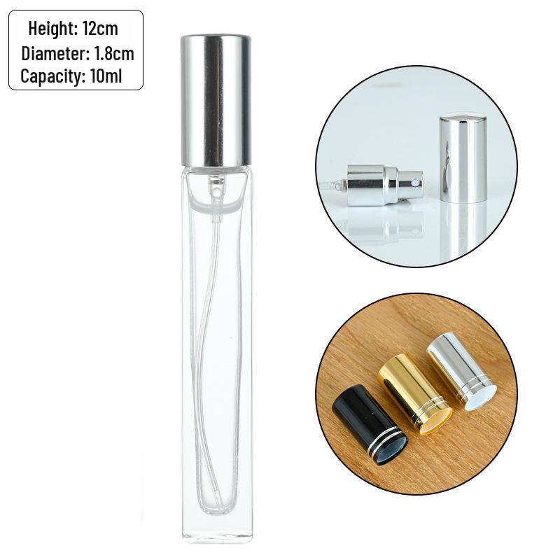 Square Clear Glass 10ml Screw-Top Perfume Atomizer Bottle with Rollerball
