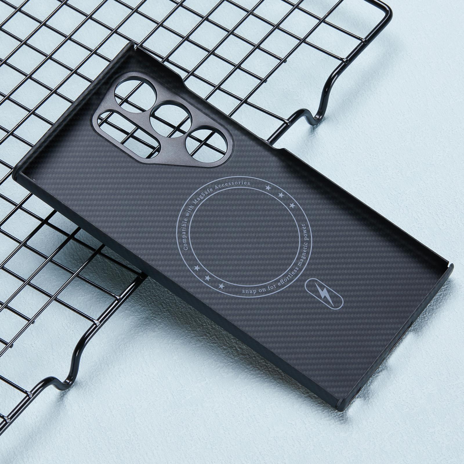 

For Samsung Galaxy S24 Ultra Magnetic Case 600D Fine Texture Aramid Fiber Cover with Metal Lens Protector A