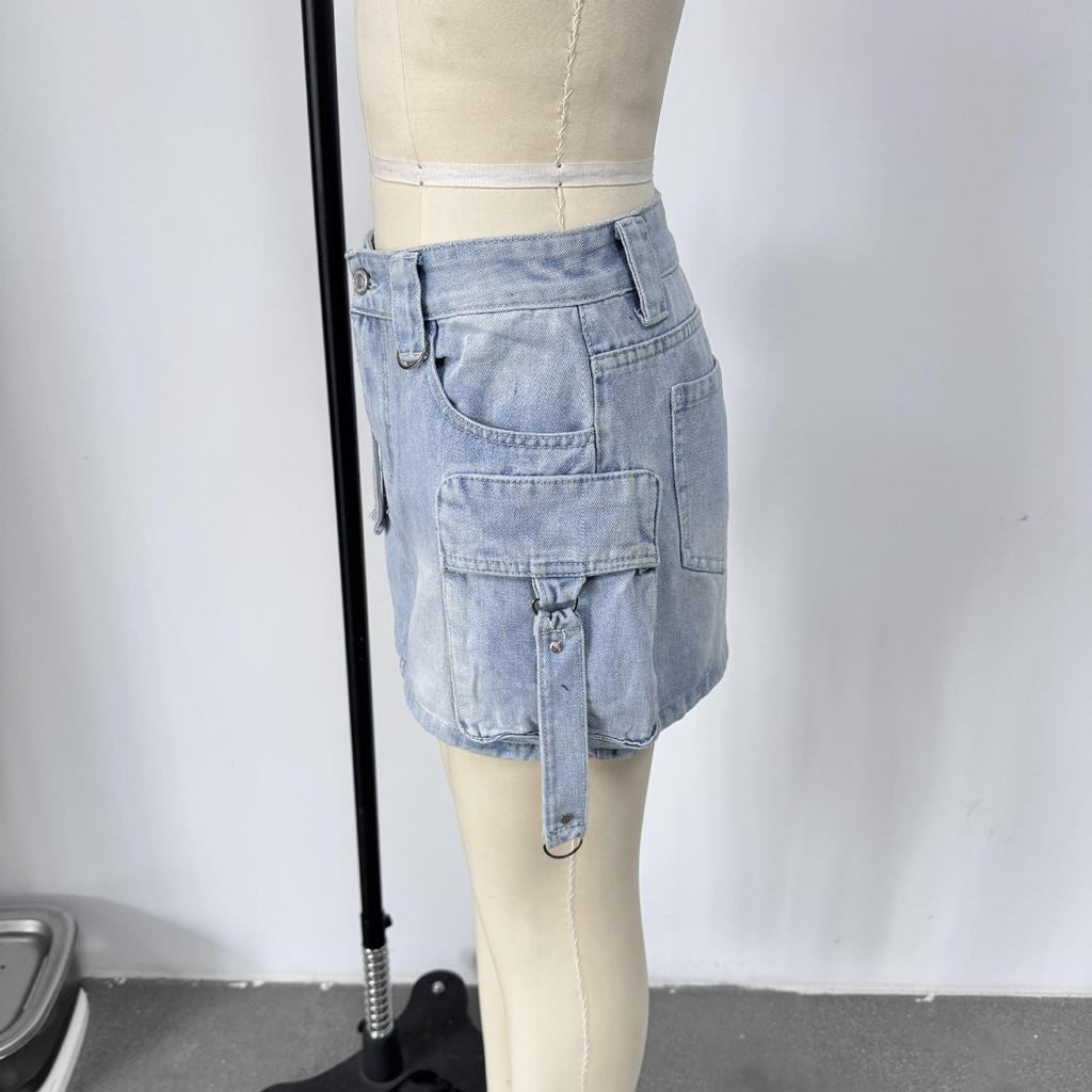 Spicy Girl Mehrere Taschen Arbeitskleidung Denim Minirock
