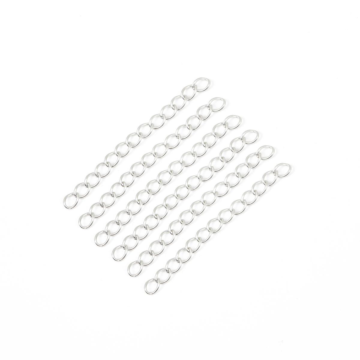 

50 шт./пакет, 50/70 мм, ожерелье, удлинительная цепочка для браслета, подходят застежки-лобстеры, покрытый хвостовой соединитель, цепь, сделай сам, изготовление ювелирных изделий 4x50mm серебряный