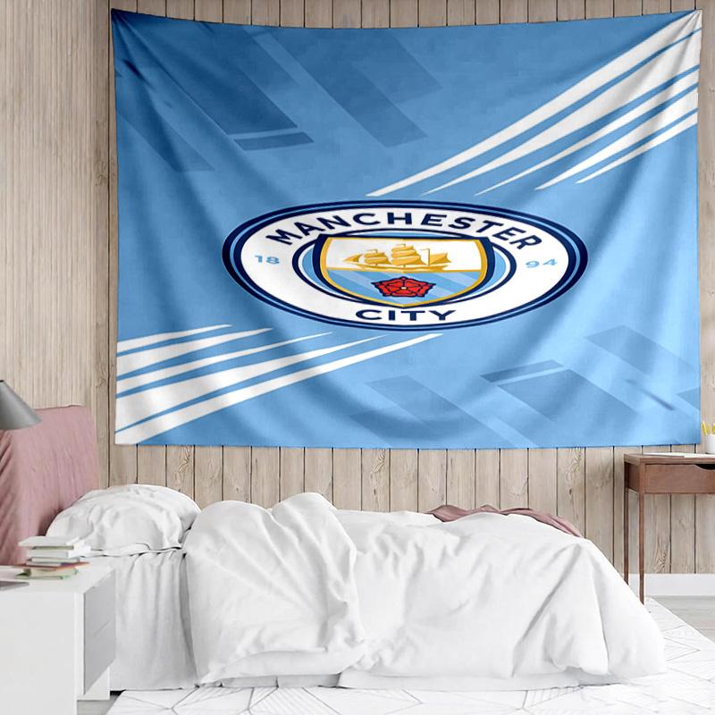 Manchester City Football Club Tapestry for Bedroom Aesthetic Classroom Tapestries Wall Hanging for Living Room Dorm Office,Ideal Creative Gift