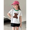 Foreign Trade Summer New Children's Short-Sleeved T-Shirt Korean Style Children's Cartoon Bear Baby Girl Clothes Pure Cotton Print Ins