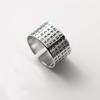 Elegant Wide Band Heart Sutra Ring for Men and Women – Personalized, Versatile, Aged 925 Silver, Retro Open Design.
