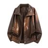 Spring and Autumn New Jacket Men's Large Lapel Oil Wax Leather Jacket Jacket Leather Jacket Retro Ruffian Handsome Loose
