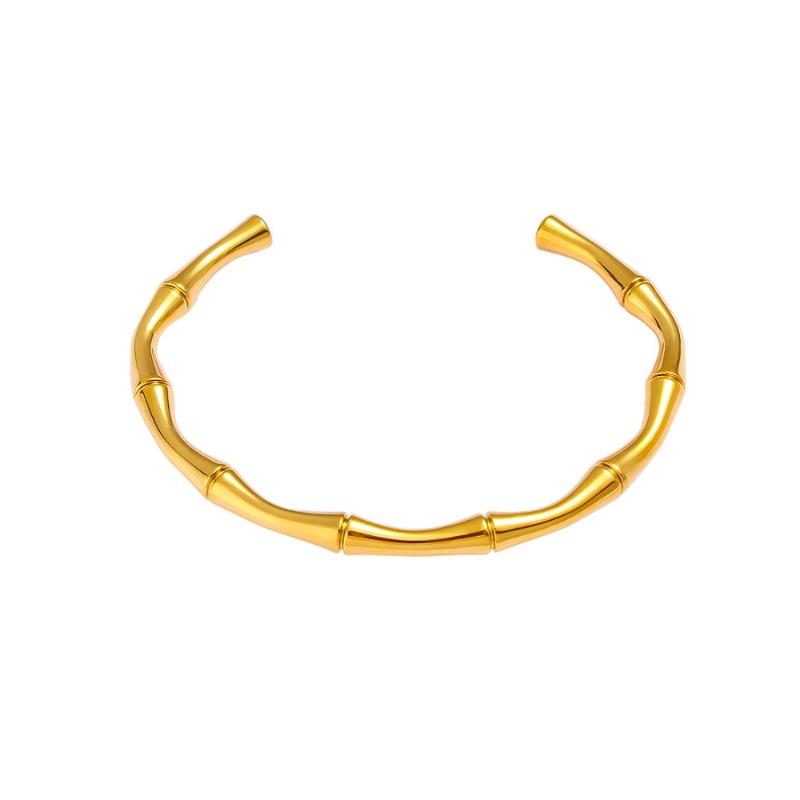 Meier Bamboo bracelet and earring set - women s versatile, high-end stainless steel bracelet