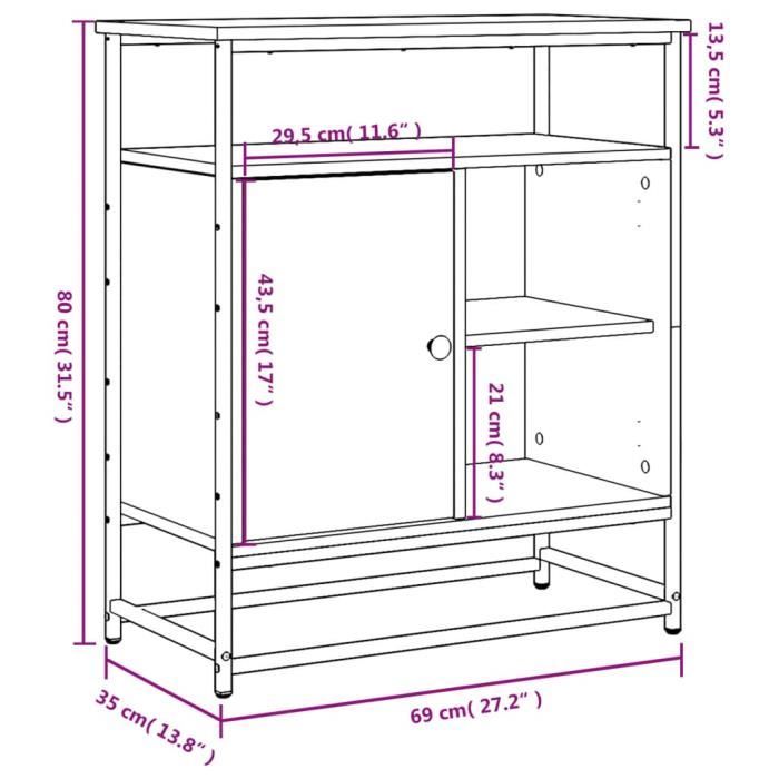VidaXL Buffet chêne fumé 69x35x80 cm bois d'ingénierie 835546