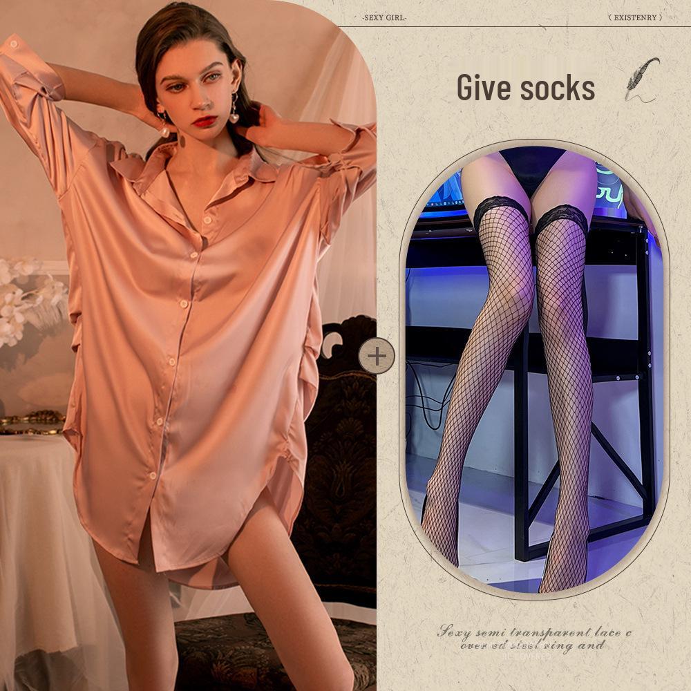 Übergröße Spitze Mesh Boyfriend Hemd - Sexy Dessous Loungewear für Frauen