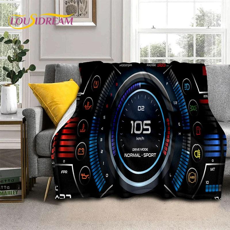 3D Car Dashboard Machine Control Screen Racing Soft Flannel Blanket for Beds Bedroom Sofa,Throw Blanket for Outdoor Leisure Nap