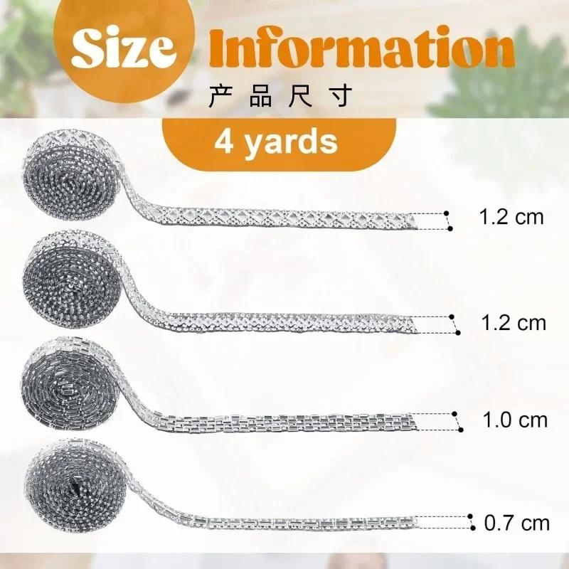 1Yard Glitter White Crystal Rhinestone Tape Trim Self-Adhesive Glass Appliques Diamond Sticker For Dress Shoe Adornment Ribbon