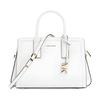 Laila Logo Charm Gold Hardware Split Cow Leather and Faux Leather One-shoulder Cross-body Tote Small Women's White