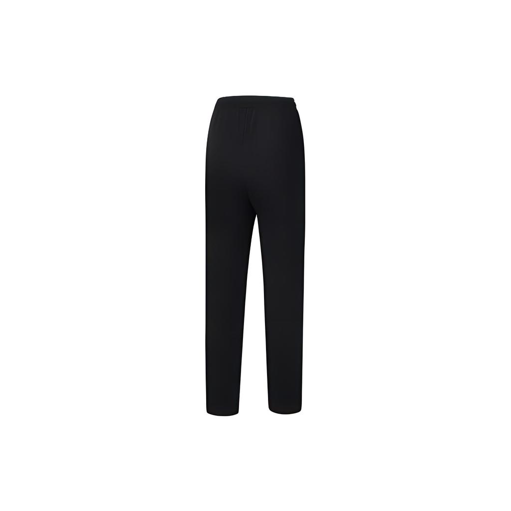 Li Ning Fitness Series Solid Color Logo Straight Leg Knitted Sports Pants Women Pants Black AKLT972-1
