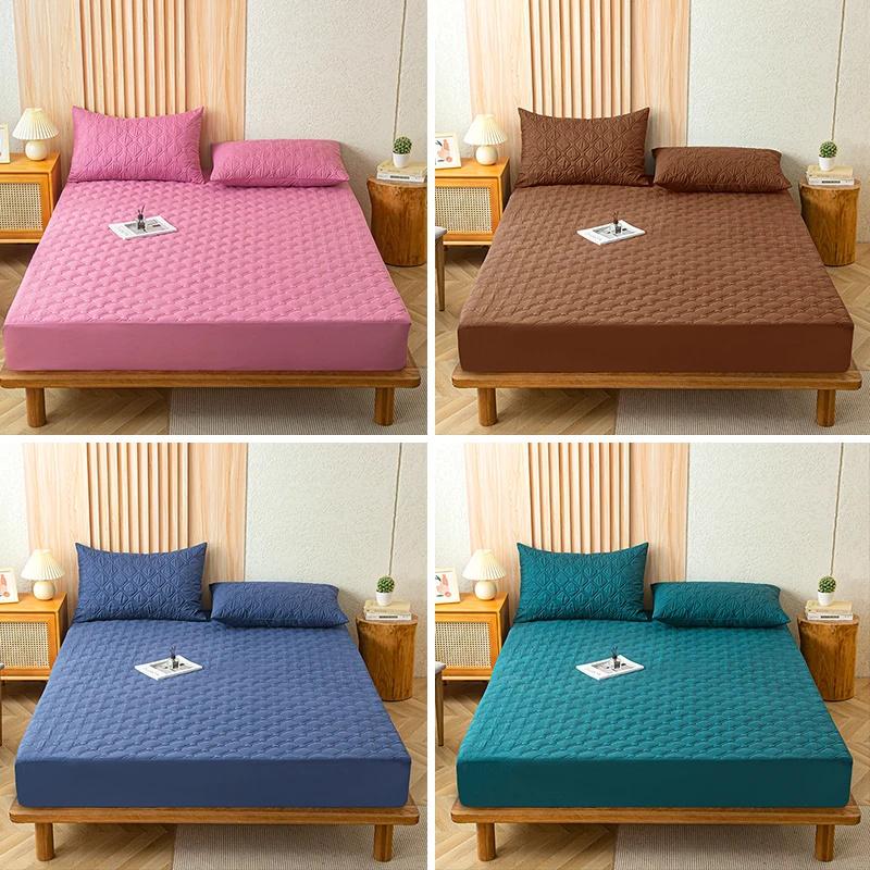 Waterproof Mattress Cover Bed Protector Case with Elastic Band Mattress Cover Fitted Sheet Soft Breathable King Mattress Cover Protector