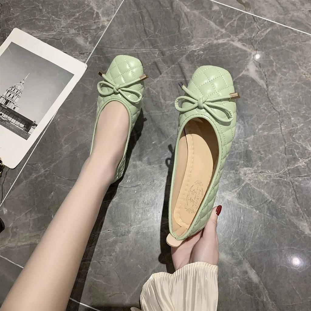 Fashion Black Square Toe Woman Flats Kawaii Slip-on Sale Cheap Liquidation 2025 Trend Summer Chic Point Quick Delivery Shoes for Women