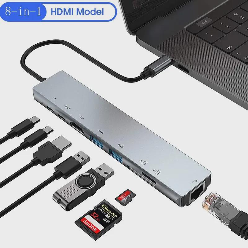 8-in-1 USB-C Multifunktions-Dock: HDMI, Netzwerkkarte & Mehr für Notebooks