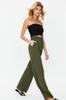 Women's Fashion New Trousers Khaki Wide Leg Wide Leg Elastic Waist Woven Trousers