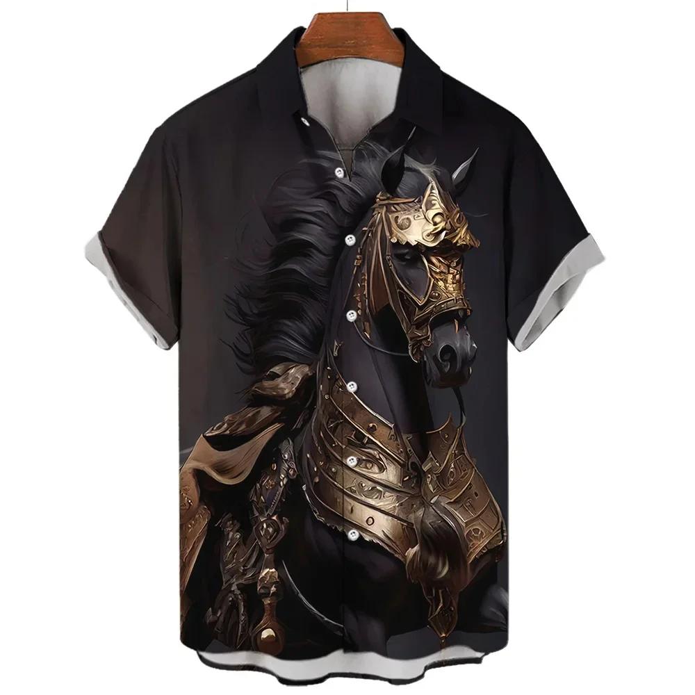 

Men s Short Sleeve Shirt Handsome Lion Print Lapel Button Unisex Clothing Casual Large Size Comfortable Men s Shirt 2024 New Sty XL