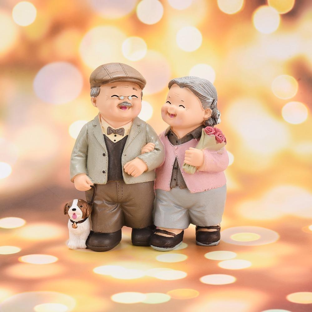 5in Grandpa Grandma Cake Making Statue Living Room Shelf Decoration