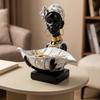 Decorative African Woman Figurine with Basket Multipurpose