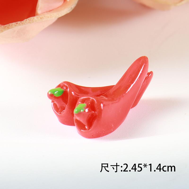 5pcs Simulated Fruit Resin Ornaments Mini Food Vegetables Fingertip Mini Handicraft DIY Hair Clips Phone Case Resin Accessories