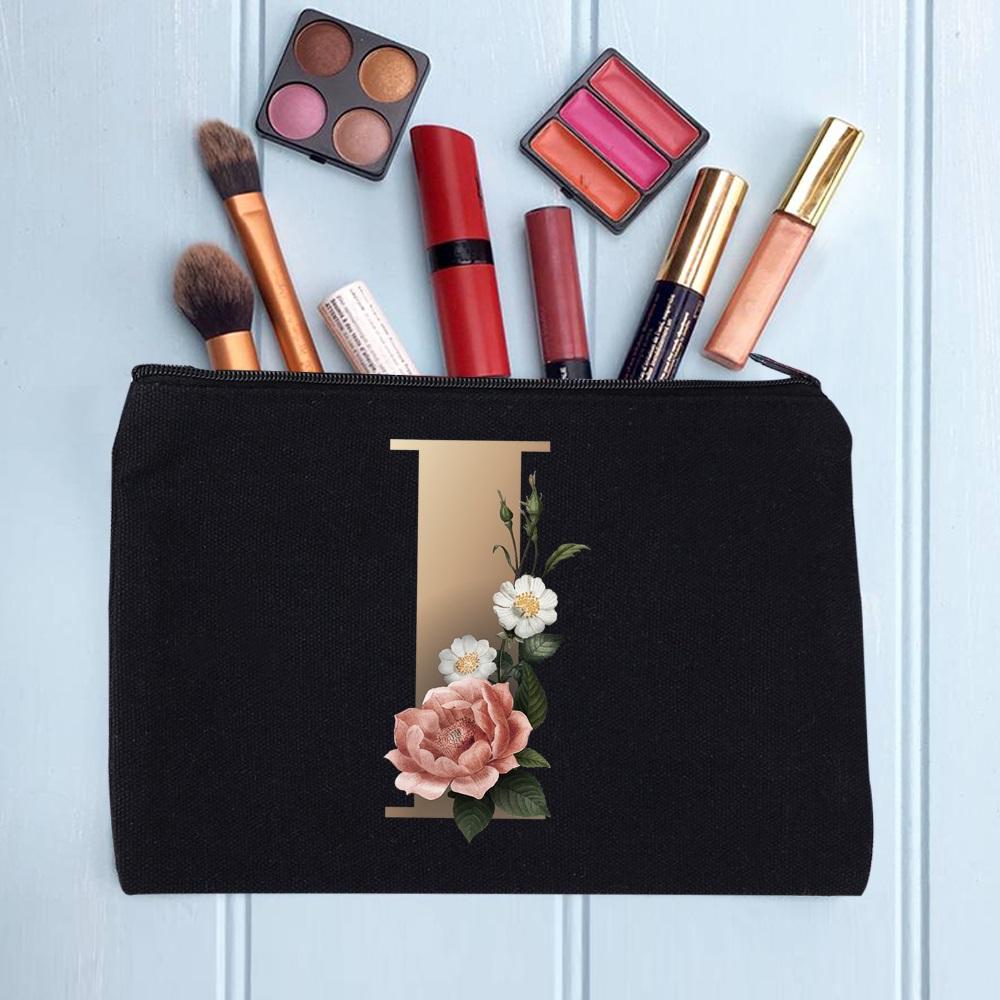 Damen Kosmetiktasche Make-up Tasche Weiblich Initialen Namensbuchstaben Muster Lippenstift Taschen Handtaschen Reißverschluss Federmäppchen für das Büro