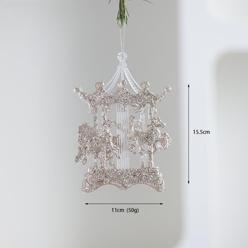 Modern Acrylic Christmas Tree Ornaments Bells Pumpkin Carriage Carousel Ballerina Minimalist Luxury Decor